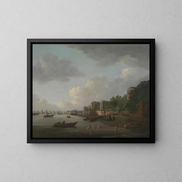 Una vista immaginaria del ponte di Westminster - Adrien Leprieur — quadro incorniciato alla parete