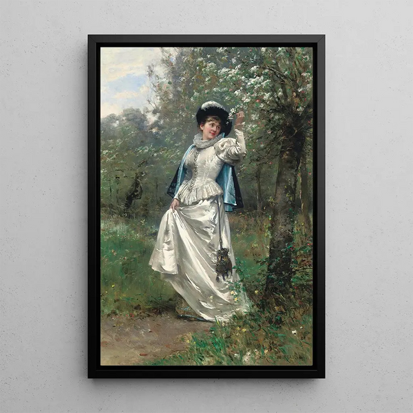 Sotto il ciliegio in fiore - Adrien Moreau — quadro incorniciato alla parete
