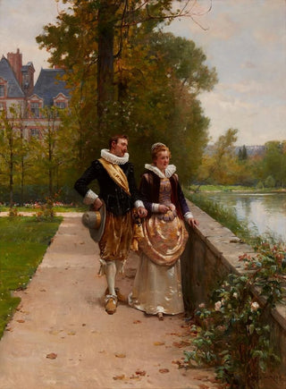 Adrien Moreau - Elegant figures strolling in the park.webp