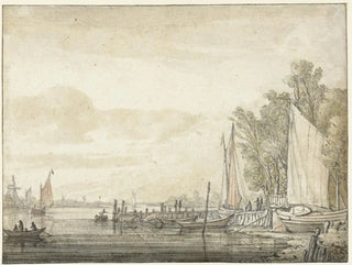 Aelbert Cuyp - Boten bij een steiger in een rivier.webp