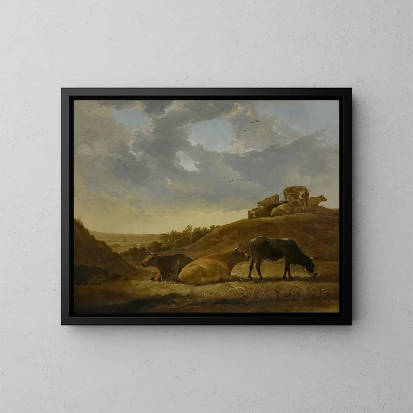 Bétail dans un paysage arcadien néerlandais - Aelbert Cuyp — quadro incorniciato alla parete