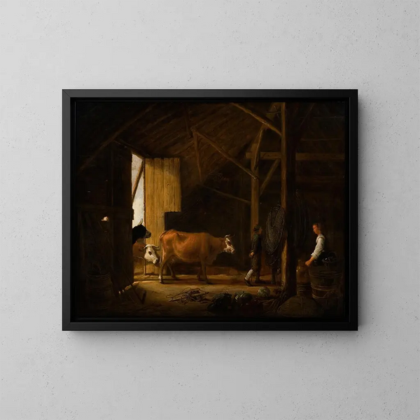 Interno di una stalla - Aelbert Cuyp — quadro incorniciato alla parete