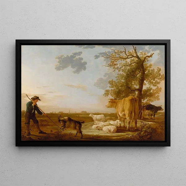 Paesaggio con bestiame - Aelbert Cuyp — quadro incorniciato alla parete