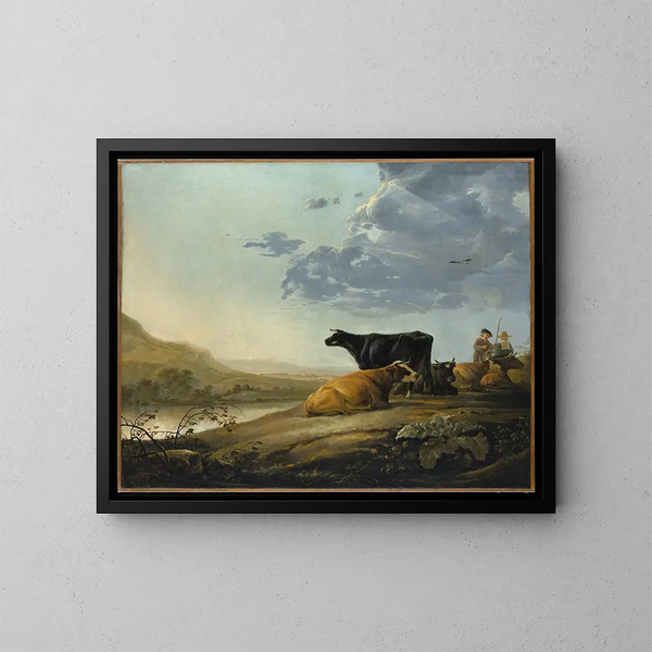 Giovani pastori con mucche - Aelbert Cuyp — quadro incorniciato alla parete