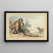Un singe seduto su una roccia che guarda una civetta - Aert Schouman — quadro incorniciato alla parete