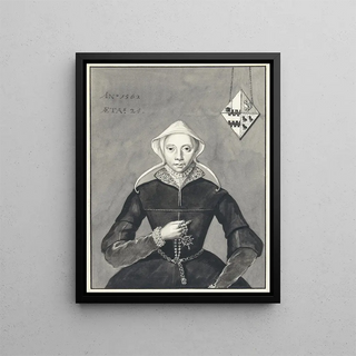 Aert Schouman - Portret van een vrouw met het wapen Van SlingelandtBrouwer.webp