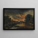 Paesaggio al chiaro di luna con un villaggio in fiamme - Aert van der Neer — quadro incorniciato alla parete