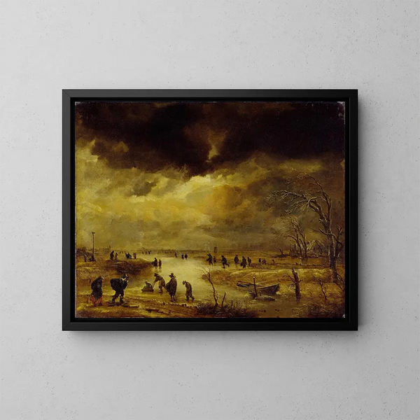 Una scena invernale - Aert van der Neer — quadro incorniciato alla parete