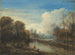 Un paesaggio fluviale con un pescatore e delle pecore sulle rive - Aert van der Neer — vista dell’opera