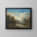 Un paesaggio fluviale con un pescatore e delle pecore sulle rive - Aert van der Neer — quadro incorniciato alla parete