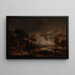 Paesaggio al chiaro di luna con vista sul fiume Amstel e sul castello Kostverloren - Aert van der Neer — quadro incorniciato alla parete