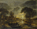 Paesaggio notturno del canale con barche da pesca - Aert van der Neer — vista dell’opera