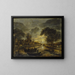 Paesaggio notturno del canale con barche da pesca - Aert van der Neer — quadro incorniciato alla parete