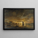 Paesaggio fluviale con barche al sorgere della luna - Aert van der Neer — quadro incorniciato alla parete