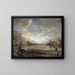 Due città su un fiume ghiacciato con golfisti e pattinatori - Aert van der Neer — quadro incorniciato alla parete