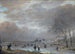 Paesaggio invernale con pattinatori su un fiume ghiacciato - Aert van der Neer — vista dell’opera