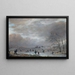Paesaggio invernale con pattinatori su un fiume ghiacciato - Aert van der Neer — quadro incorniciato alla parete