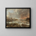 Paesaggio invernale con sportivi su un fiume ghiacciato - Aert van der Neer — quadro incorniciato alla parete