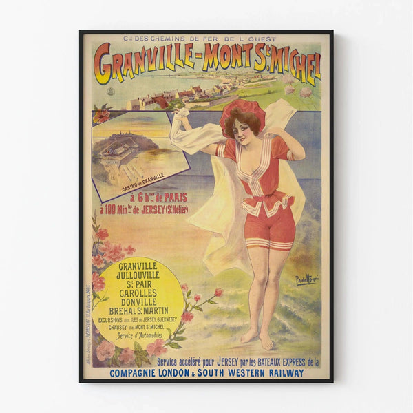Affiche Granville vintage – Excursions vers Jersey et le Mont-Saint-Michel