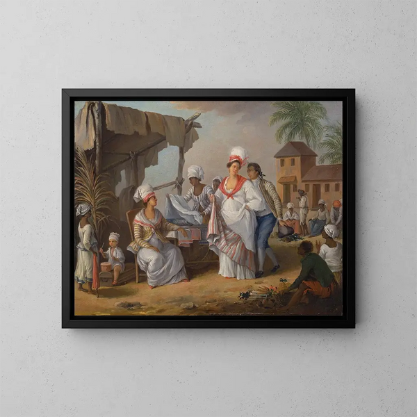 Giorno del mercato a Roseau, Dominica - Agostino Brunias — quadro incorniciato alla parete