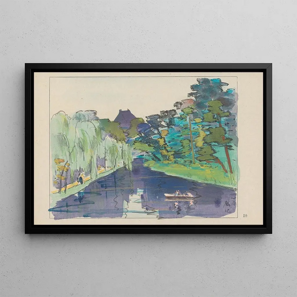 Temple Isshinji della casa da tè con otto finestre - Akamatsu Rinsaku — quadro incorniciato alla parete