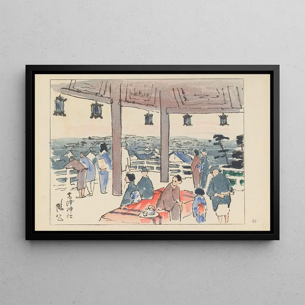 Santuario di Kozu dedicato all'imperatore Nintoku - Akamatsu Rinsaku — quadro incorniciato alla parete