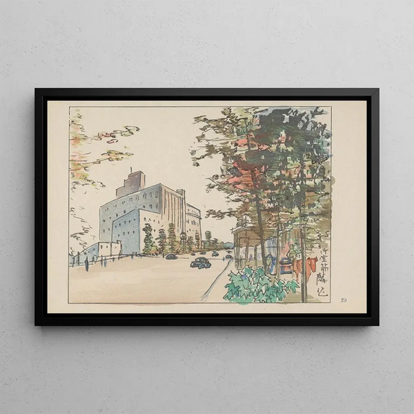 Midosuji, un centro d'affari - Akamatsu Rinsaku — quadro incorniciato alla parete