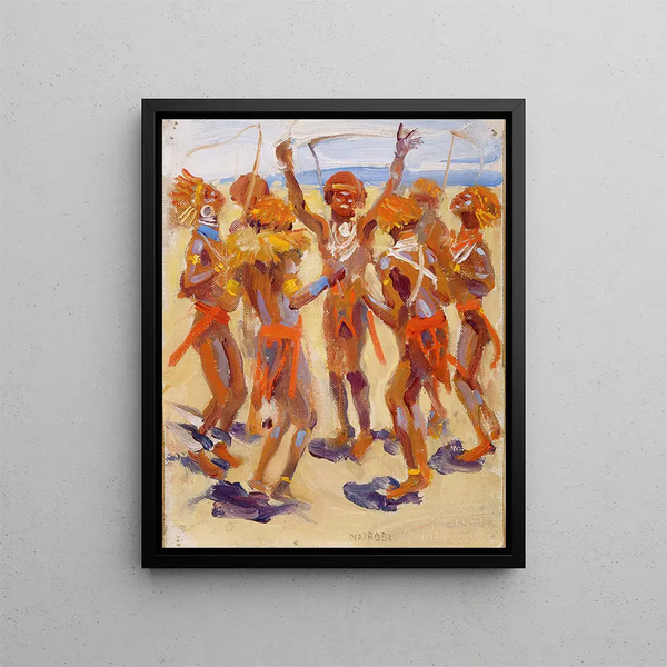 Guerriers Kikuyu dansants - Akseli Gallen-Kallela — quadro incorniciato alla parete