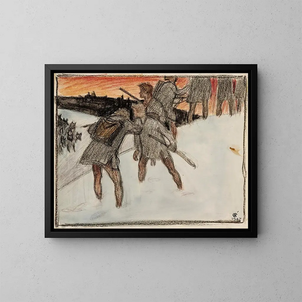 Fuite d'Impivaara - Akseli Gallen-Kallela — quadro incorniciato alla parete