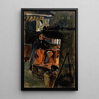 Akseli GallenKallela - In Front Of The Stove Inside The Living Room.webp