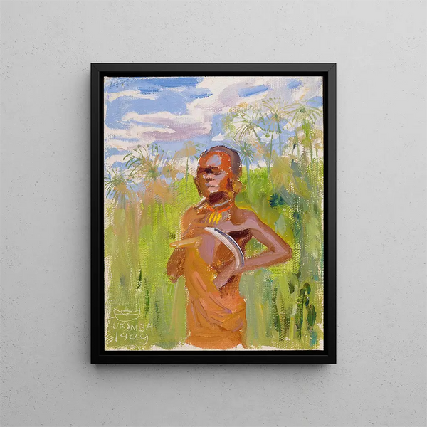 Kikuyu nelle canne di papiro - Akseli Gallen-Kallela — quadro incorniciato alla parete