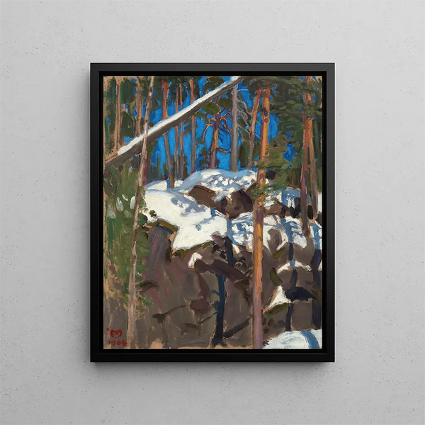 Sole di primavera e Konginkangas - Akseli Gallen-Kallela — quadro incorniciato alla parete