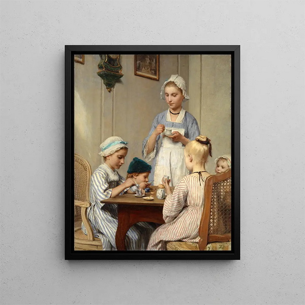 Bambini a colazione - Albert Anker — quadro incorniciato alla parete