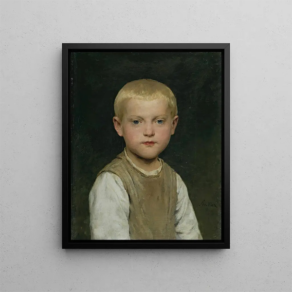 Ritratto di un ragazzo - Albert Anker — quadro incorniciato alla parete