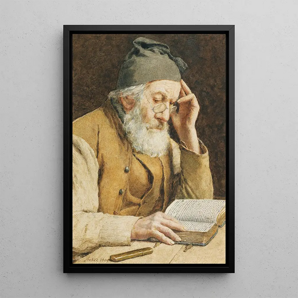 Riproduzione del dipinto Vecchio che legge - Albert Anker