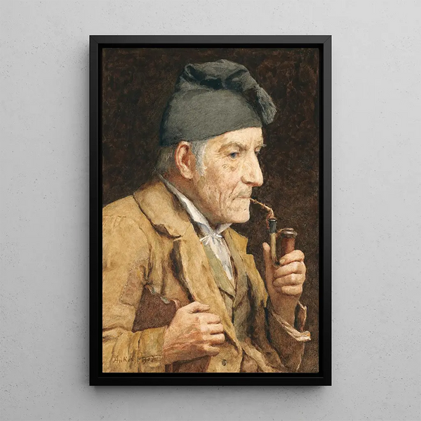 Riproduzione del dipinto Vecchio uomo che fuma la pipa - Albert Anker