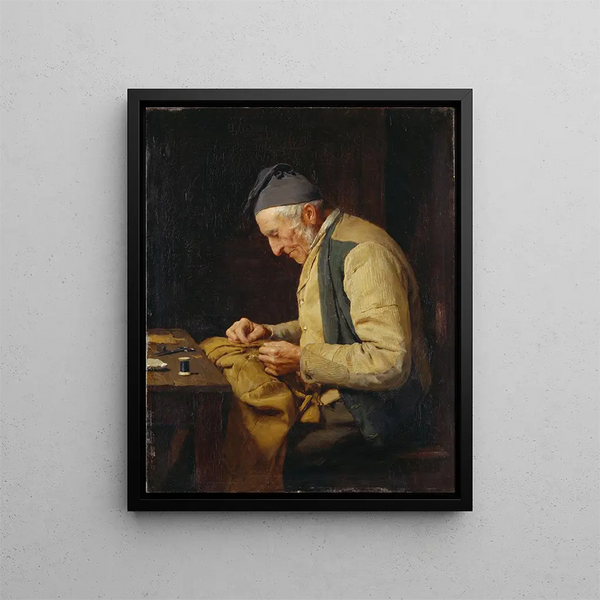Il sarto del villaggio - Albert Anker — quadro incorniciato alla parete