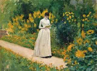 Albert Aublet - Reading on the garden path.webp