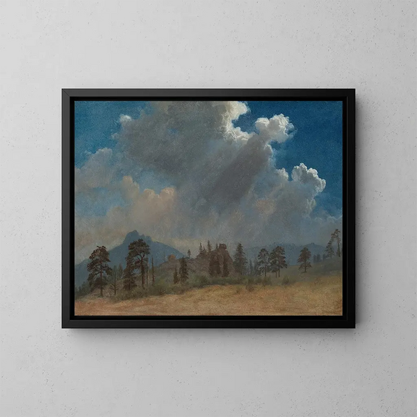 Abete e nuvole temporalesche - Albert Bierstadt — quadro incorniciato alla parete