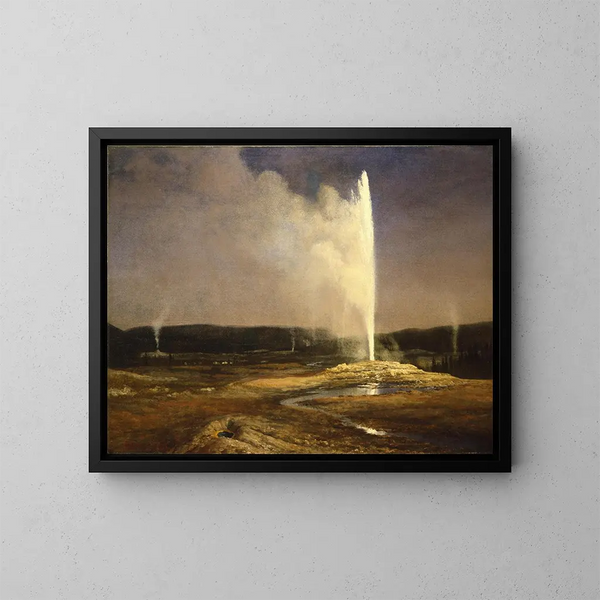 Geysers nel parco nazionale di Yellowstone - Albert Bierstadt — quadro incorniciato alla parete