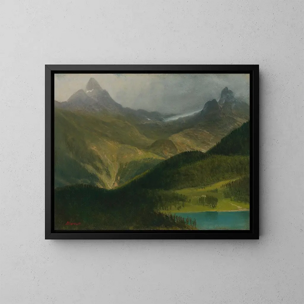Paesaggio montano - Albert Bierstadt — quadro incorniciato alla parete