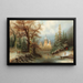 Paesaggio invernale romantico con pattinatori sul ghiaccio vicino a un castello - Albert Bredow — quadro incorniciato alla parete
