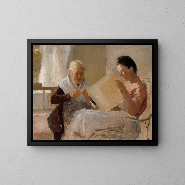 Annie Edelfelt con Fredrika Snygg - Albert Edelfelt — quadro incorniciato alla parete
