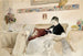 L'epouse dell'artista che legge sul divano - Albert Edelfelt — vista dell’opera