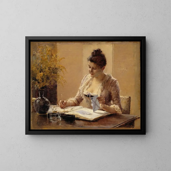 Dame écrivant une lettre - Albert Edelfelt — quadro incorniciato alla parete