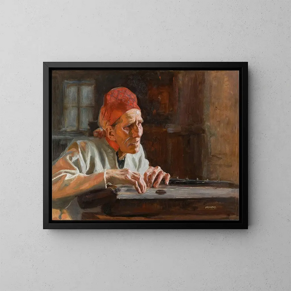 Il poeta Larin Paraske - Albert Edelfelt — quadro incorniciato alla parete