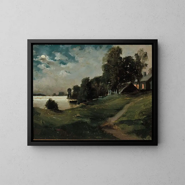 Villa a Haikko al chiaro di luna - Albert Edelfelt — quadro incorniciato alla parete