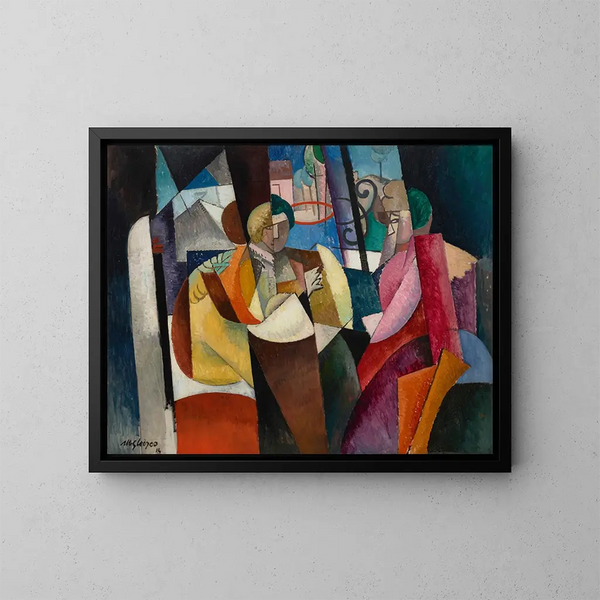 Donne sedute davanti a una finestra - Albert Gleizes — quadro incorniciato alla parete