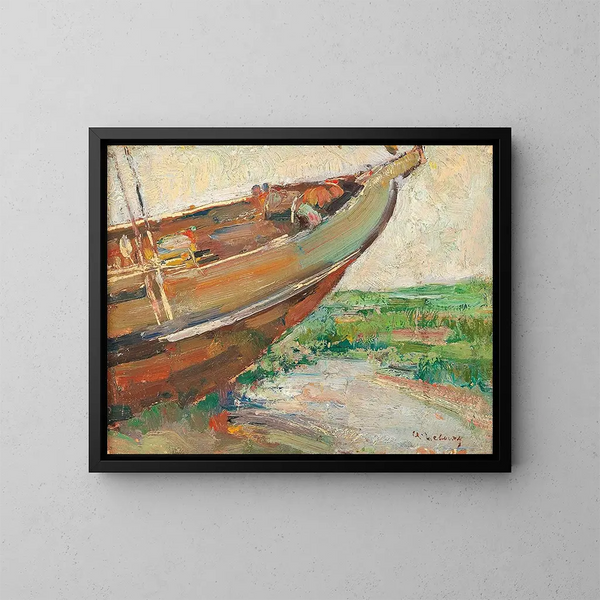 Bateau de pêche sur la plage - Albert Lebourg — quadro incorniciato alla parete