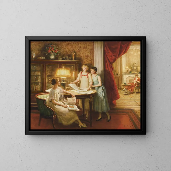 Gli appassionati di stampe - Albert Lynch — quadro incorniciato alla parete